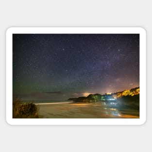 Caswell Bay, Gower at night with airglow Sticker